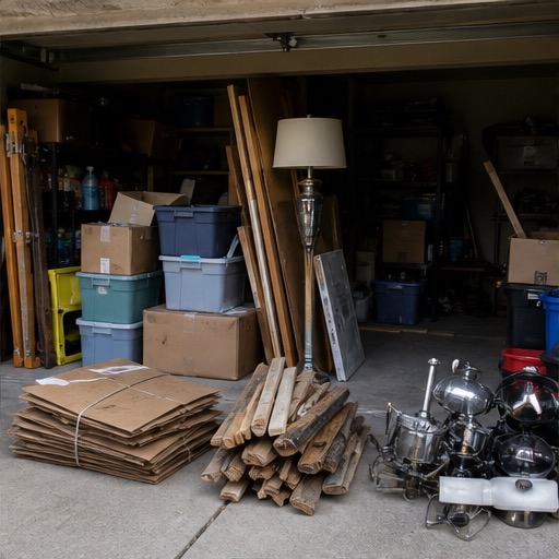 Garage cleanout with items ready for pickup